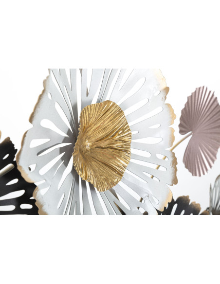 Grande Décoration murale Moderne Fleurs 106x60 Métal Rose Beige Doré Pinky 