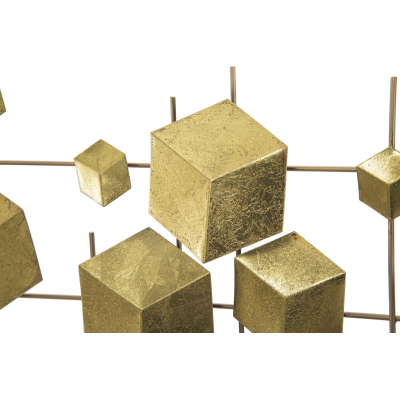 Décoration murale moderne Cubes 90x50 Métal Doré Abstract 