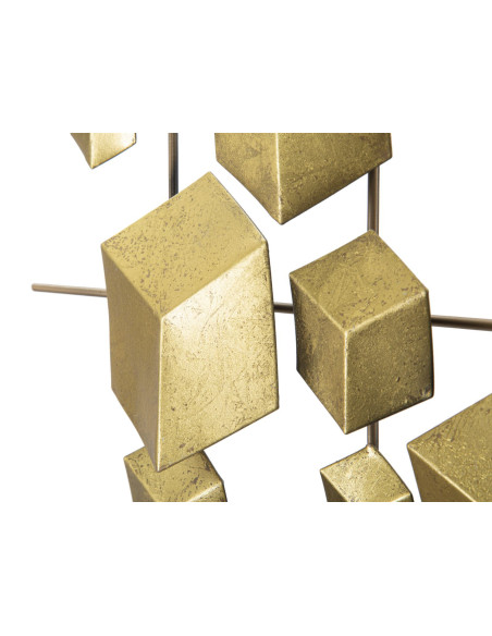 Décoration murale moderne Cubes 90x50 Métal Doré Abstract 