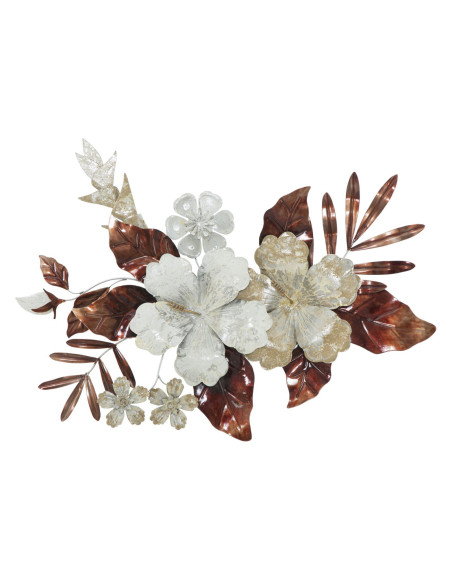 Décoration murale moderne Fleurs 83x55 Métal Beige Marron Bouquet 