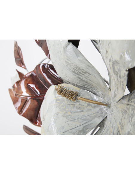 Décoration murale moderne Fleurs 83x55 Métal Beige Marron Bouquet 