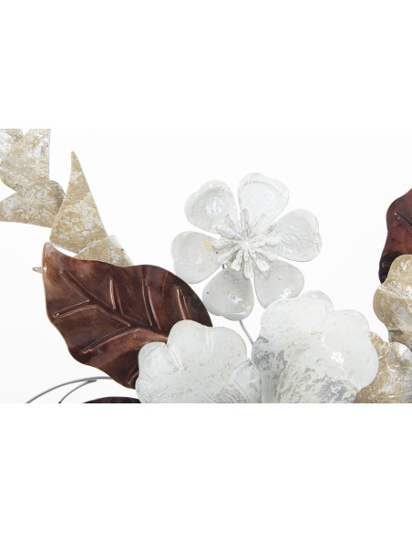 Décoration murale moderne Fleurs 83x55 Métal Beige Marron Bouquet 