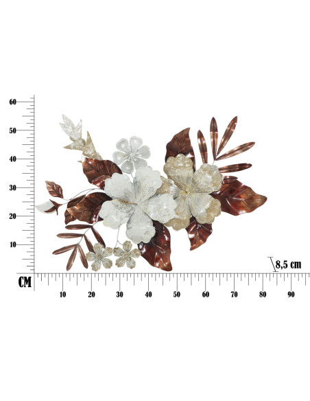 Décoration murale moderne Fleurs 83x55 Métal Beige Marron Bouquet 