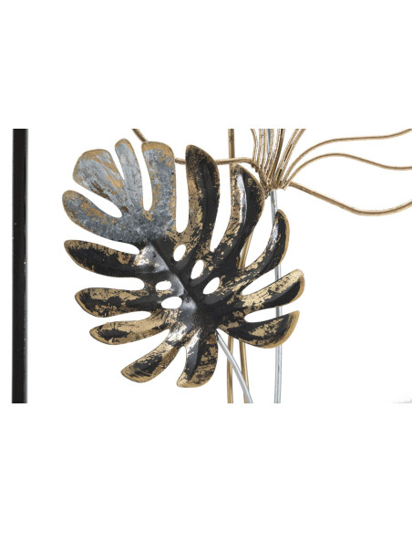 Décoration murale moderne Feuilles tropicales 28x74 Métal Doré Noir Beige Palm B 