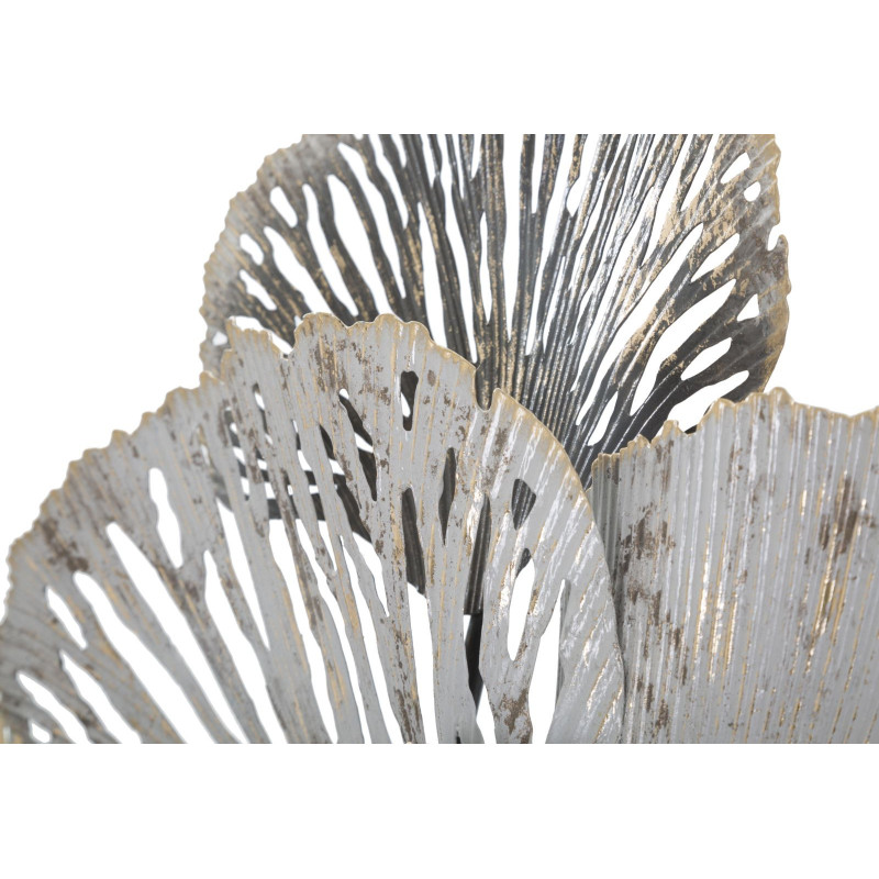 Décoration murale Fleurs abstraites 97x59 Métal Doré Blanc crème Gris Poxy 