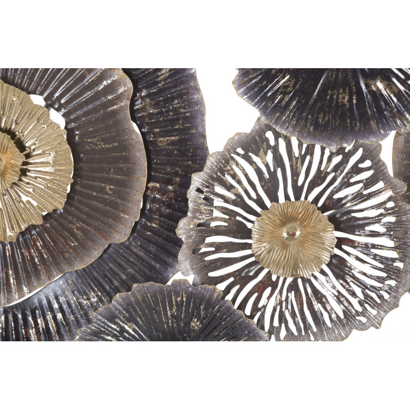 Grande Décoration murale Fleurs abstraites 167x73 Métal Marron Doré Gris Browny 