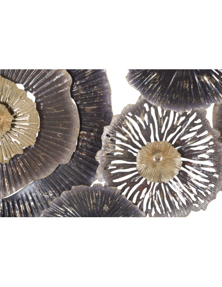 Grande Décoration murale Fleurs abstraites 167x73 Métal Marron Doré Gris Browny 