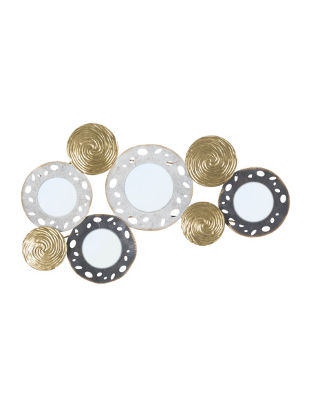 Décoration murale moderne Miroirs 91x54 Métal Doré Blanc crème Noir Gloty 