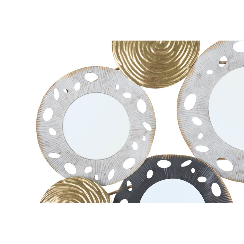 Décoration murale moderne Miroirs 91x54 Métal Doré Blanc crème Noir Gloty 