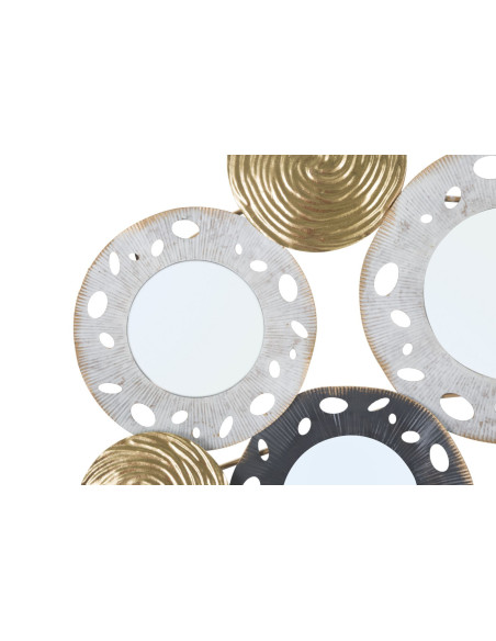 Décoration murale moderne Miroirs 91x54 Métal Doré Blanc crème Noir Gloty 