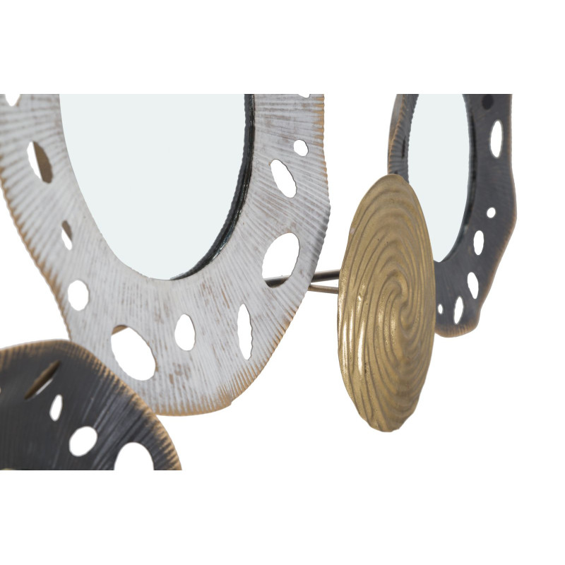 Décoration murale moderne Miroirs 91x54 Métal Doré Blanc crème Noir Gloty 