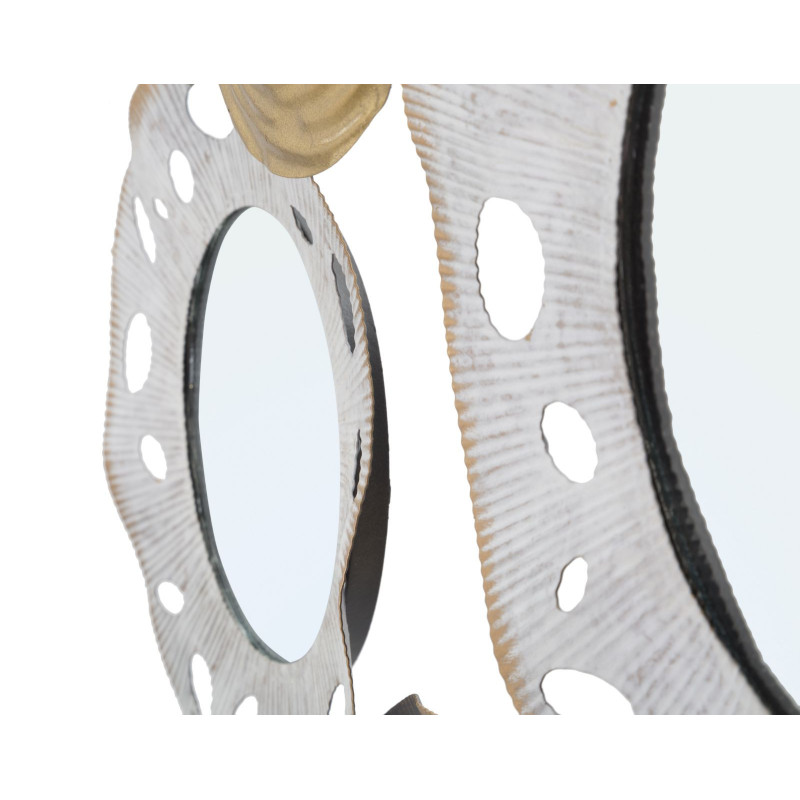Décoration murale moderne Miroirs 91x54 Métal Doré Blanc crème Noir Gloty 