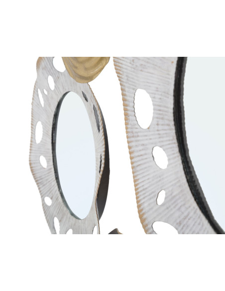Décoration murale moderne Miroirs 91x54 Métal Doré Blanc crème Noir Gloty 