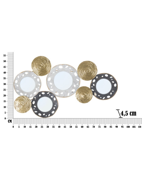 Décoration murale moderne Miroirs 91x54 Métal Doré Blanc crème Noir Gloty 