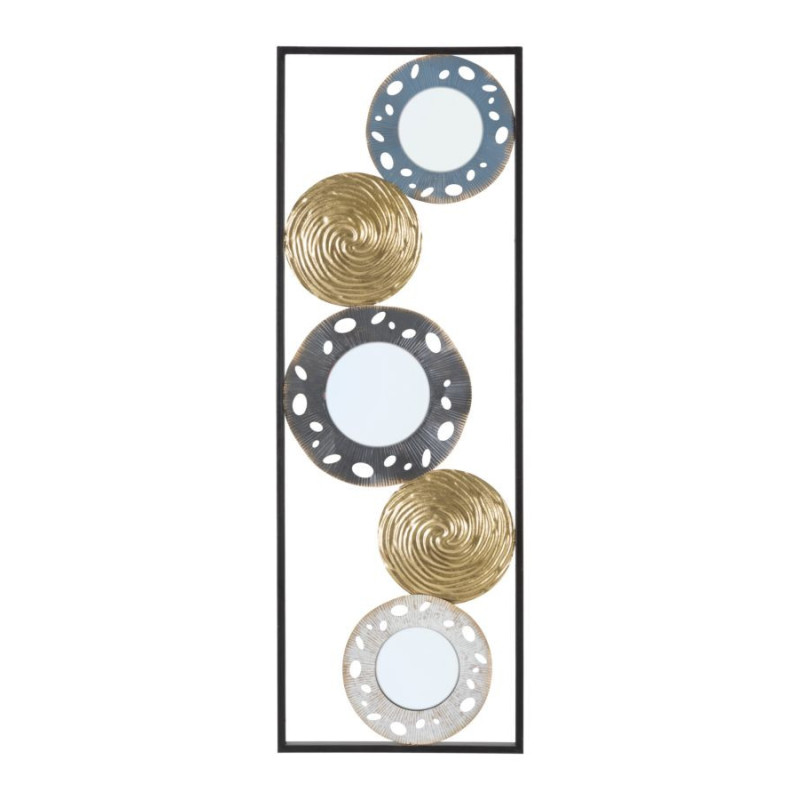 Décoration murale moderne Miroirs 31x90 Métal Doré Noir Bleu Gloty 