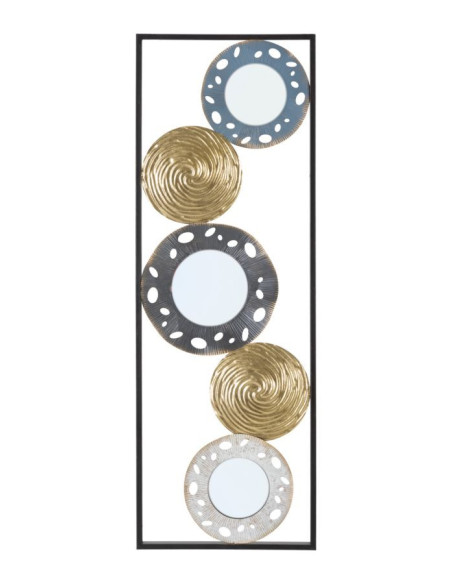 Décoration murale moderne Miroirs 31x90 Métal Doré Noir Bleu Gloty 