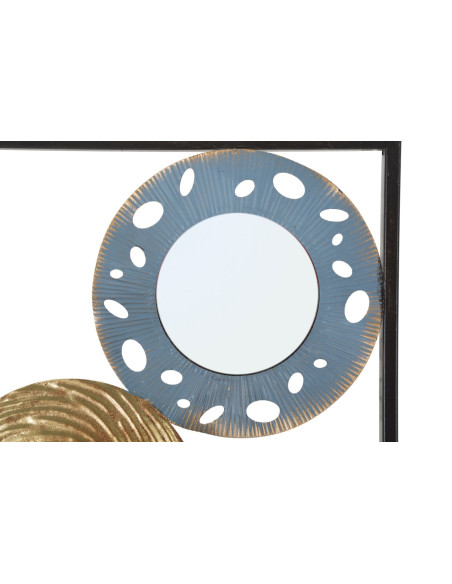Décoration murale moderne Miroirs 31x90 Métal Doré Noir Bleu Gloty 