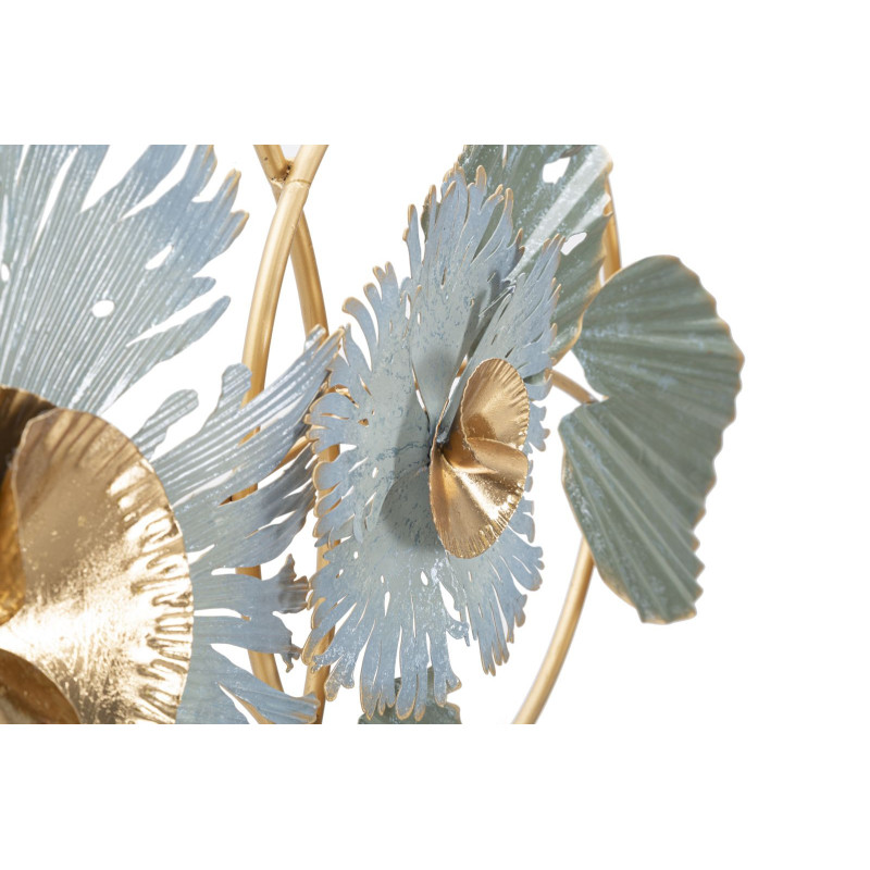 Décoration murale tropicale chic 90x50 Métal Vert Bleu Doré Gret 