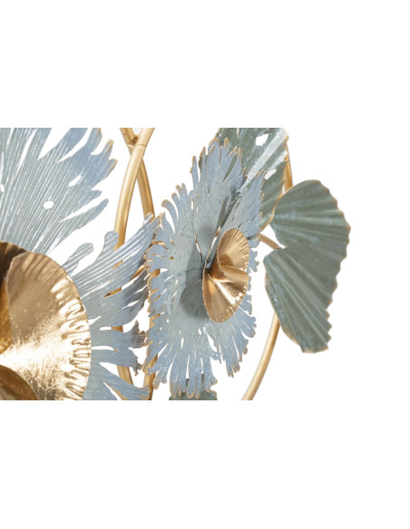 Décoration murale tropicale chic 90x50 Métal Vert Bleu Doré Gret 