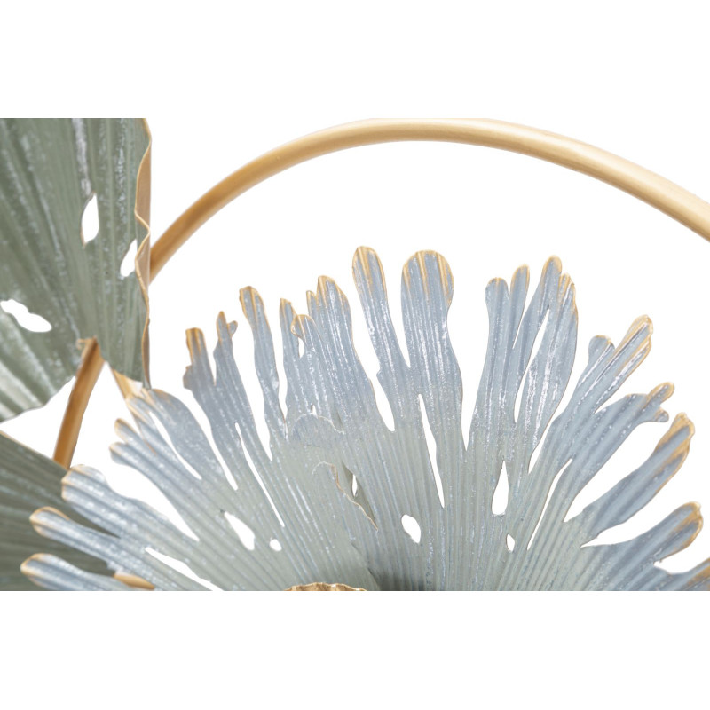 Décoration murale tropicale chic 90x50 Métal Vert Bleu Doré Gret 
