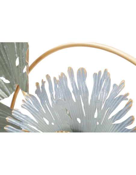 Décoration murale tropicale chic 90x50 Métal Vert Bleu Doré Gret 