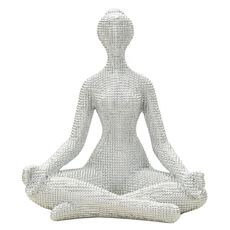 Statuette déco moderne Femme abstraite méditation Hauteur 23 cm Résine Blanc Yoga 