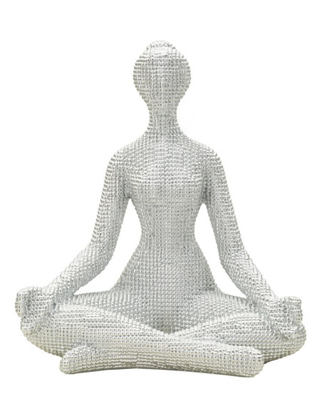 Statuette déco moderne Femme abstraite méditation Hauteur 23 cm Résine Blanc Yoga 