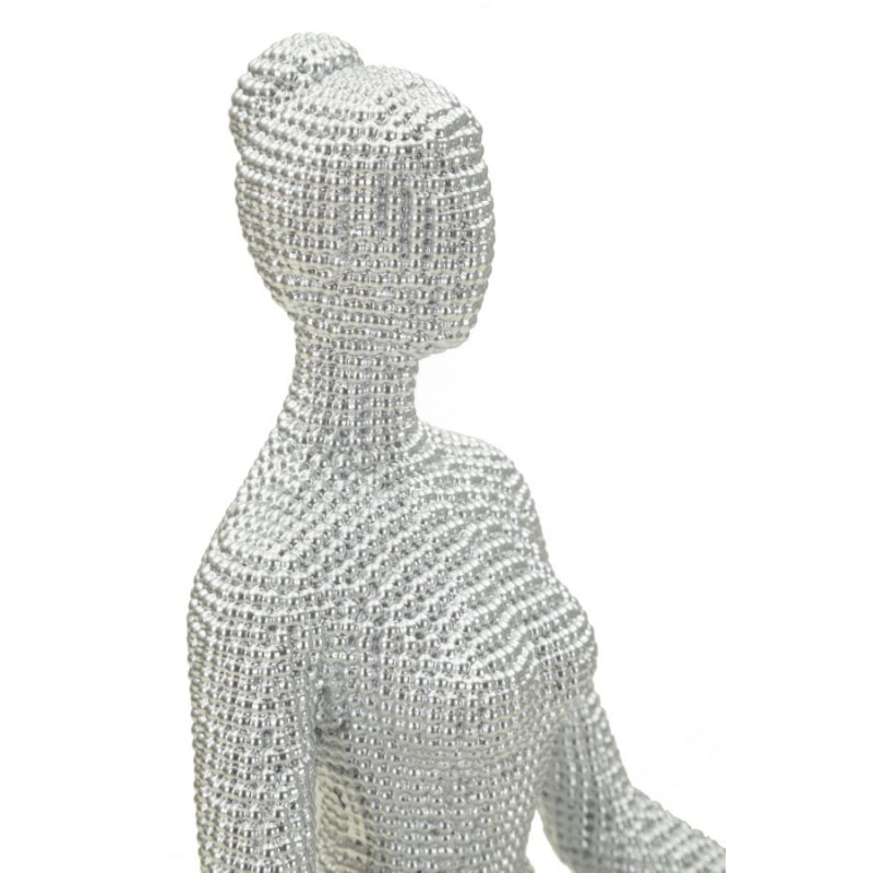 Statuette déco moderne Femme abstraite méditation Hauteur 23 cm Résine Blanc Yoga 