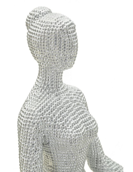 Statuette déco moderne Femme abstraite méditation Hauteur 23 cm Résine Blanc Yoga 