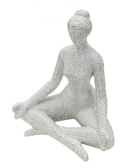 Statuette déco moderne Femme abstraite méditation Hauteur 23 cm Résine Blanc Yoga 