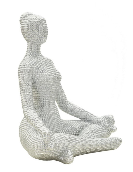 Statuette déco moderne Femme abstraite méditation Hauteur 23 cm Résine Blanc Yoga 