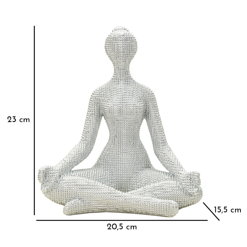 Statuette déco moderne Femme abstraite méditation Hauteur 23 cm Résine Blanc Yoga 