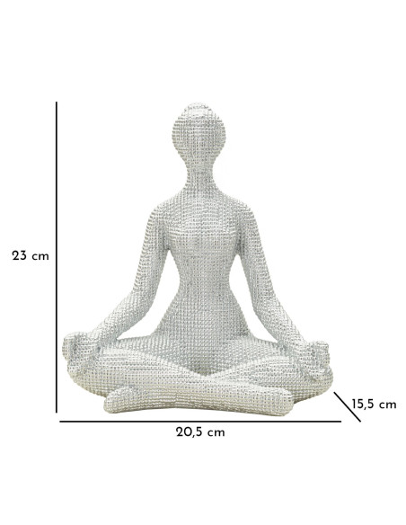 Statuette déco moderne Femme abstraite méditation Hauteur 23 cm Résine Blanc Yoga 