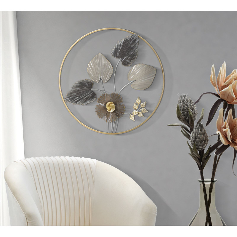 Grande déco murale moderne Papillons Hauteur 111 cm Métal Rose Doré Butterflies 