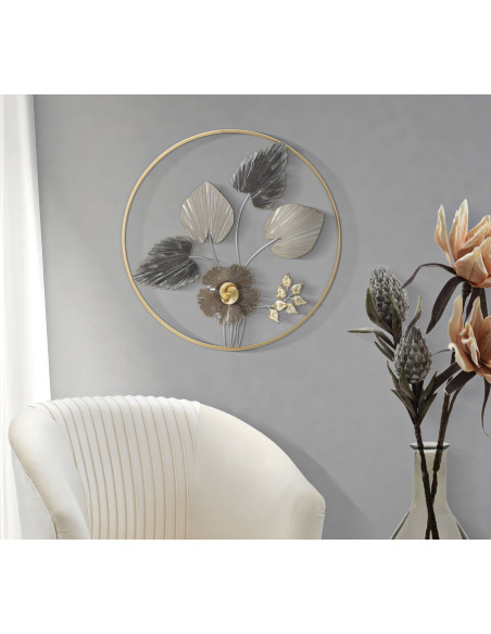 Grande déco murale moderne Papillons Hauteur 111 cm Métal Rose Doré Butterflies 
