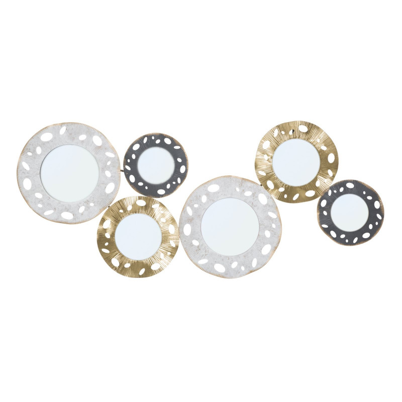 Grande Décoration murale moderne Miroirs 104x45 Métal Doré Blanc crème Noir Gloty 