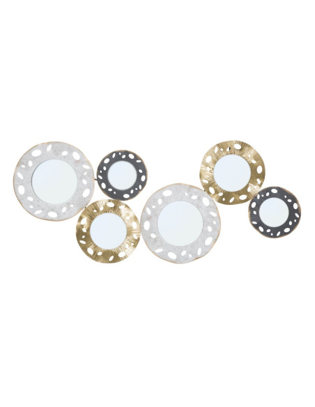 Grande Décoration murale moderne Miroirs 104x45 Métal Doré Blanc crème Noir Gloty 