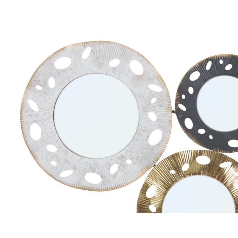 Grande Décoration murale moderne Miroirs 104x45 Métal Doré Blanc crème Noir Gloty 