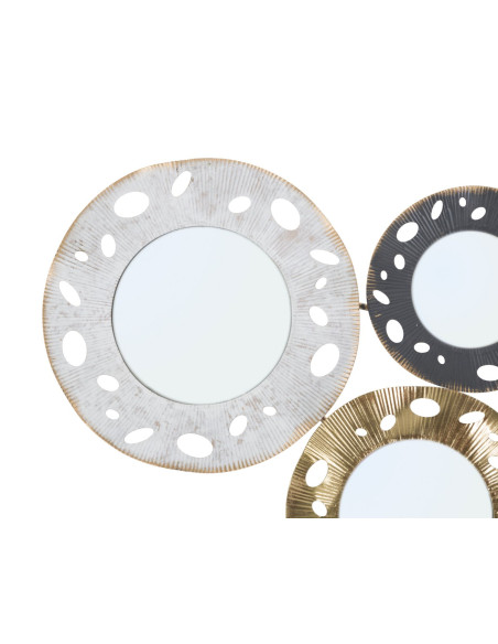Grande Décoration murale moderne Miroirs 104x45 Métal Doré Blanc crème Noir Gloty 