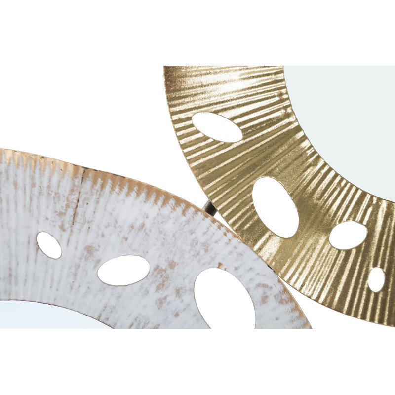 Grande Décoration murale moderne Miroirs 104x45 Métal Doré Blanc crème Noir Gloty 