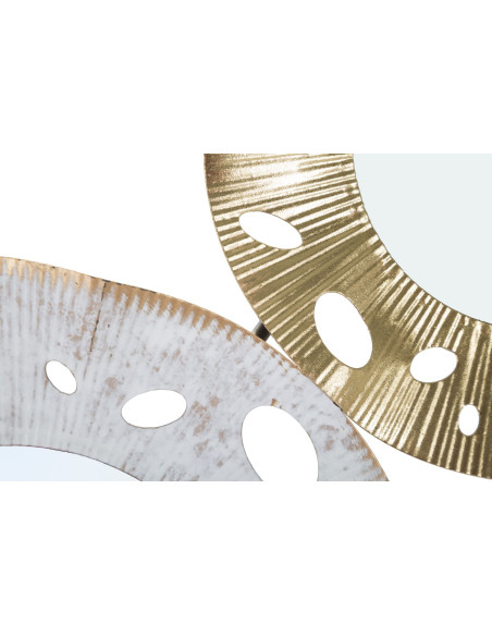 Grande Décoration murale moderne Miroirs 104x45 Métal Doré Blanc crème Noir Gloty 
