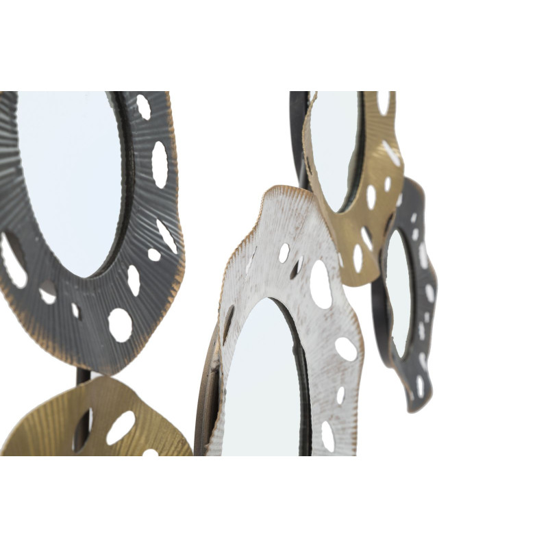 Grande Décoration murale moderne Miroirs 104x45 Métal Doré Blanc crème Noir Gloty 