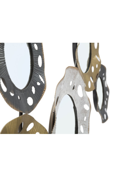 Grande Décoration murale moderne Miroirs 104x45 Métal Doré Blanc crème Noir Gloty 