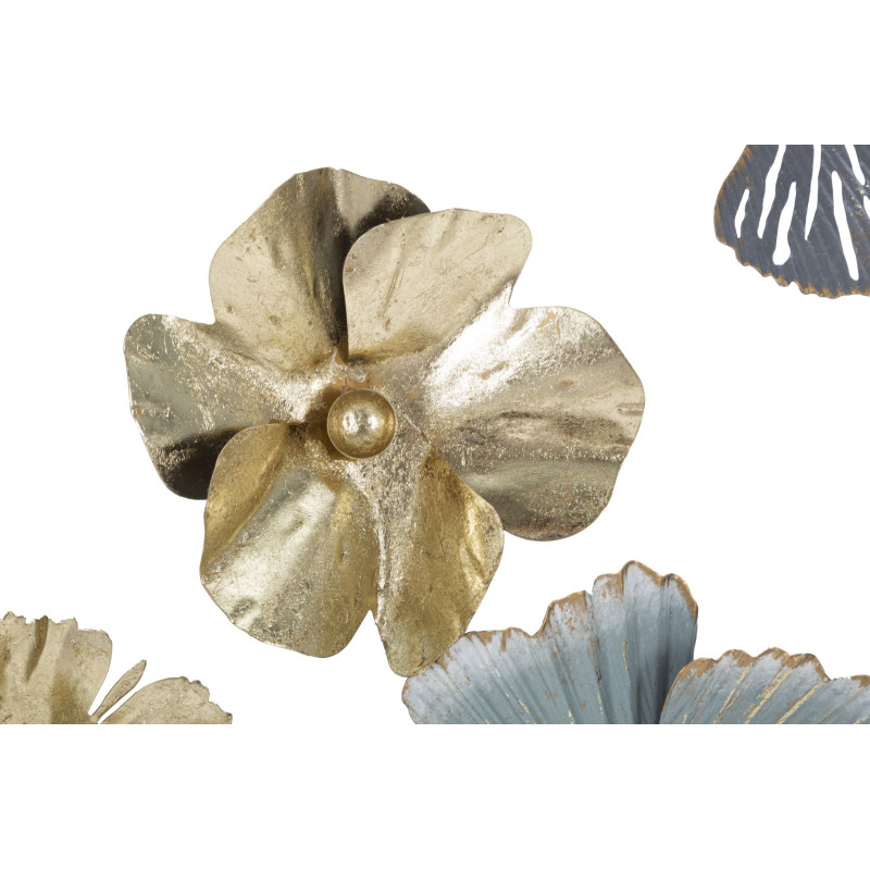 Décoration murale moderne Fleurs & Papillons 78x74 Métal Doré Gris Blanc crème Campur 