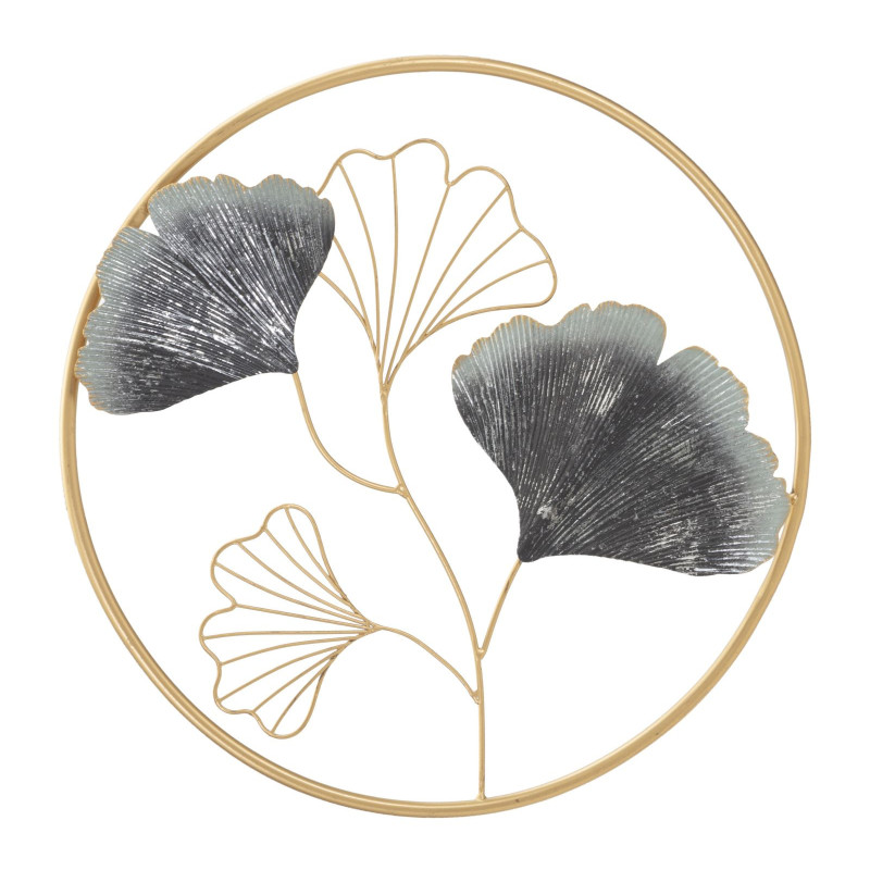 Décoration murale moderne Fleurs abstraites 45x45 Métal Doré Gris Flower 