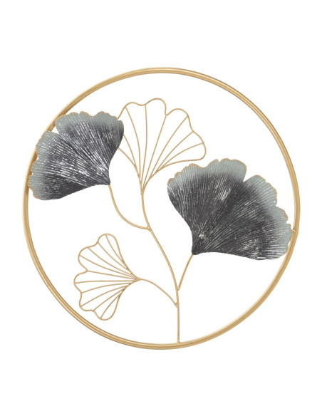 Décoration murale moderne Fleurs abstraites 45x45 Métal Doré Gris Flower 