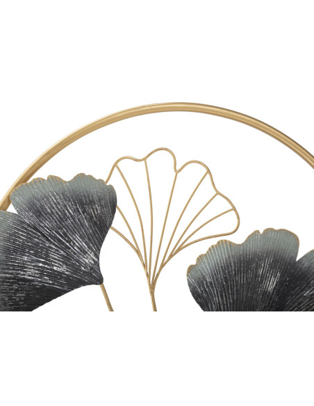 Décoration murale moderne Fleurs abstraites 45x45 Métal Doré Gris Flower 