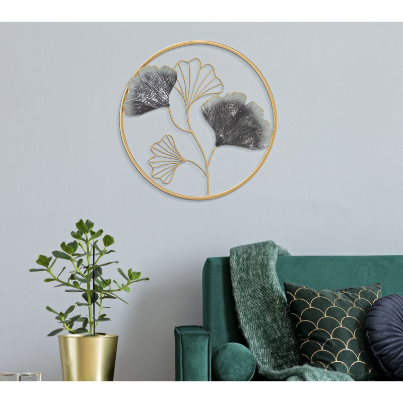 Décoration murale moderne Fleurs abstraites 45x45 Métal Doré Gris Flower 