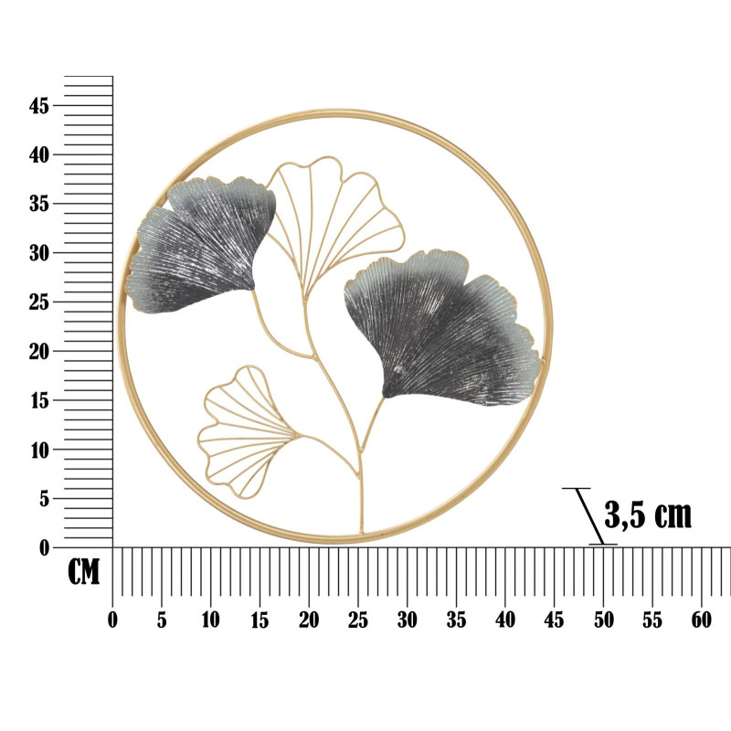 Décoration murale moderne Fleurs abstraites 45x45 Métal Doré Gris Flower 
