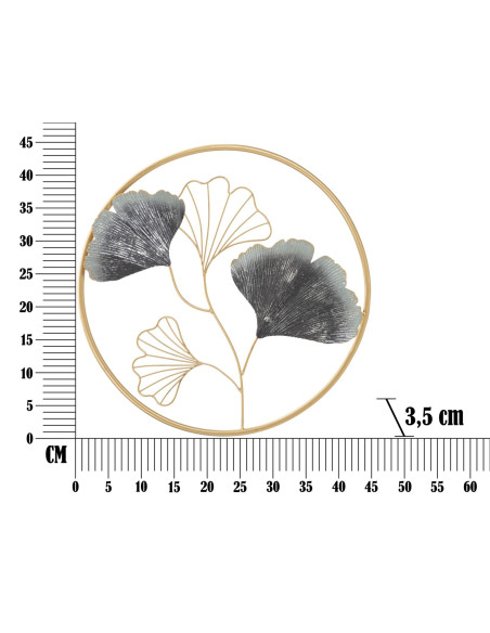 Décoration murale moderne Fleurs abstraites 45x45 Métal Doré Gris Flower 